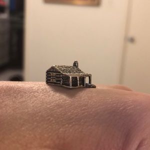 Sterling log cabin charm